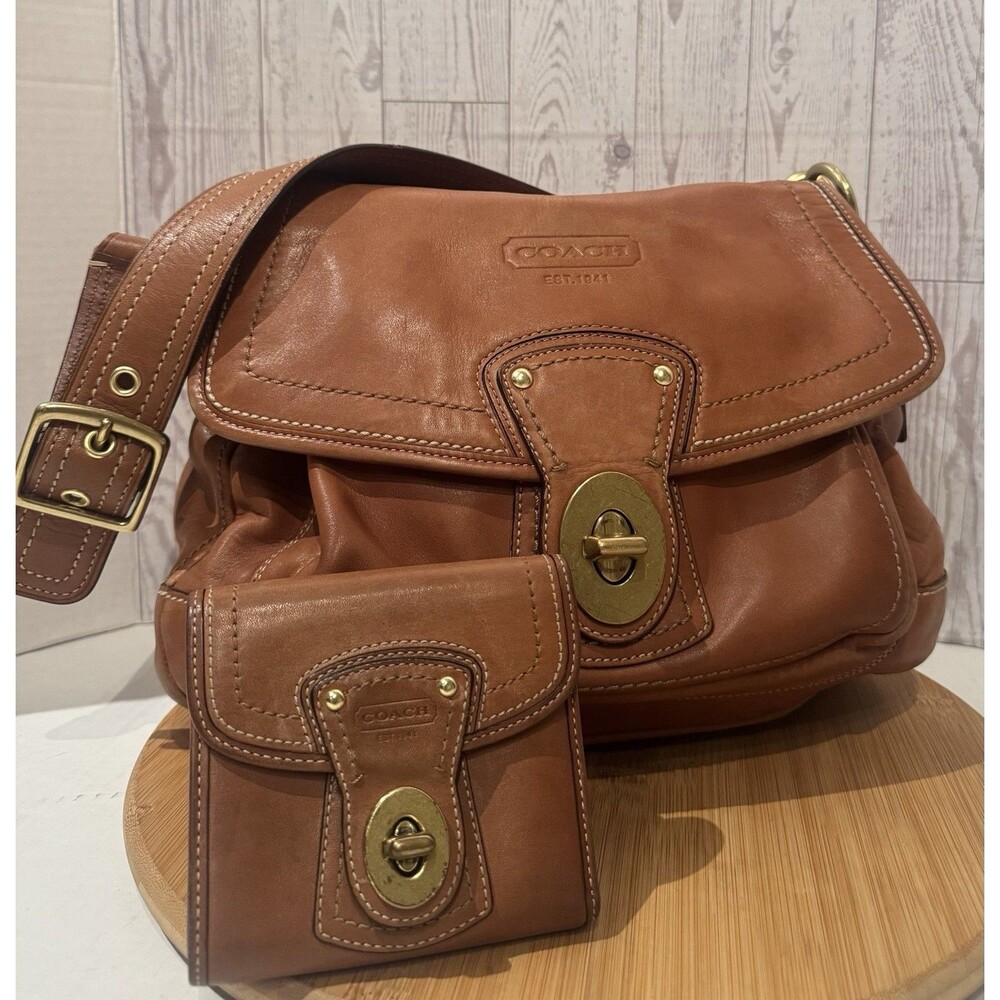 VTG Y2K Coach Legacy Ali 65th Anniversary  Leather Whiskey Brown Shoulder Set